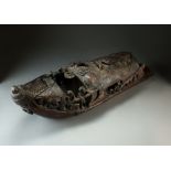 A large Chinese carved bamboo model of a river boat, Late Qing Dynasty,