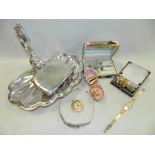 A silver cigarette case together with a collection of various pieces of costume jewellery to