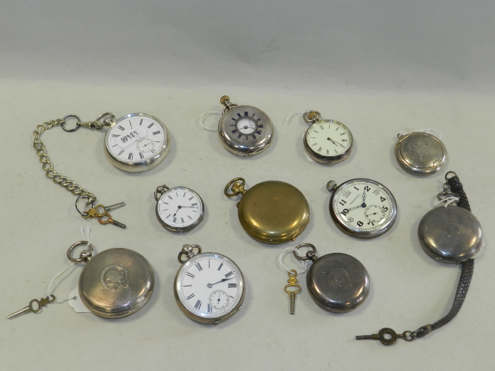 A collection of various pocket watches to include a silver half hunter pocket watch,