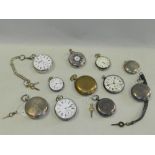 A collection of various pocket watches to include a silver half hunter pocket watch,