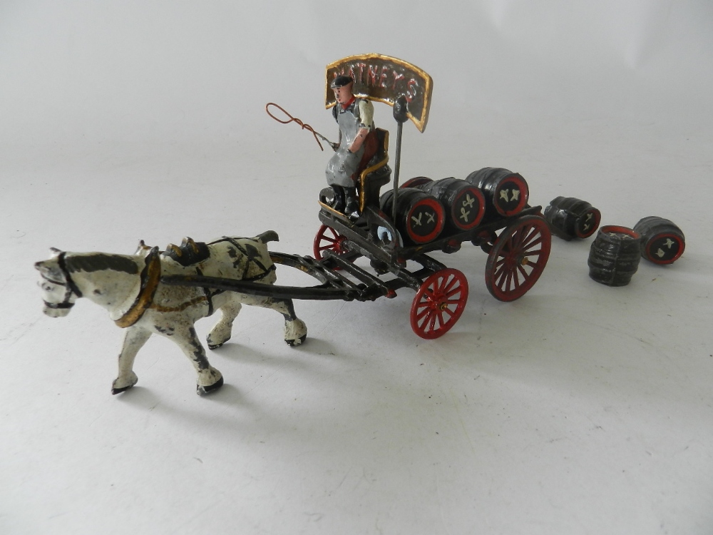 A Brewer's Dray model by Taylor and Barrett with renovations and consisting of horse and cart,