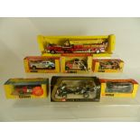 Seven boxed Corgi vehicles, 5 Whizzwheels models No 163 Capri Dragster,