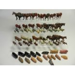 A mixed collection of 81 lead farm animals to include horses, cattle,
