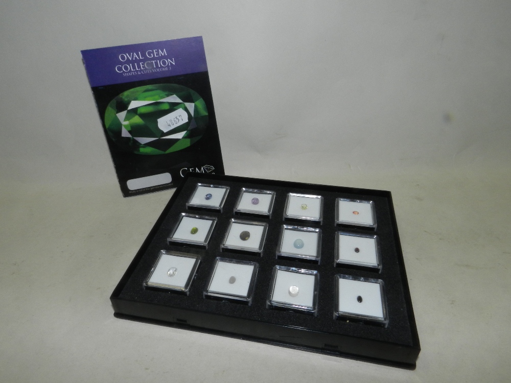 A cased set of 12 loose gem stones called 'The Oval Gem Collection' by the Gem Collector to include