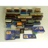 A collection of 17 boxed Hornby Dublo 3 rail items to include 3 carriages, open wagon, salt wagon,