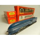 Four boxed Hornby Railways locomotives R376 LMS Class 4P loco, R392 GWR County of Bedford,