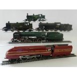 Five unboxed 00 gauge locomotives with tenders by Triang and Triang Hornby.
