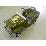 A Triang pedal car in the form of a U S Army Jeep,