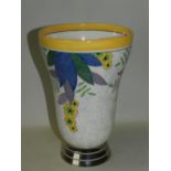 A Royal Doulton Art Deco vase decorated with stylised flowers and silver lustre trim