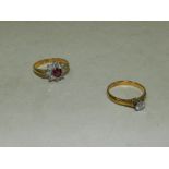 An 18ct gold ruby and diamond floral cluster ring,