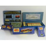 Six boxed Hornby Dublo 3 rail items, an EDG 17 Tank Goods Train, a DI Through Station,