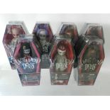 Seven boxed unopened 'Living Dead Dolls' by Mezco toys to inlcude 'Vincent Vaude', Elisa, Lulu,
