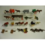 A group of pre war lead farm vehicles and animals by Britains, Charbens Lesney,
