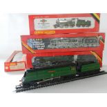 Four boxed 00 gauge locomotives by Hornby and Triang Hornby to include R896S "Winston Churchill" in