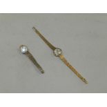 Two ladies 9ct gold bracelet wristwatches.