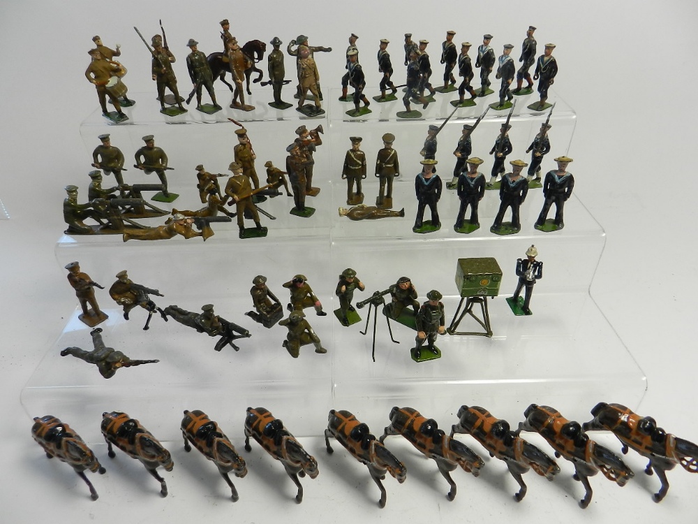 A quantity of lead soldiers and horses by Britains and other manufacturers to include both army and