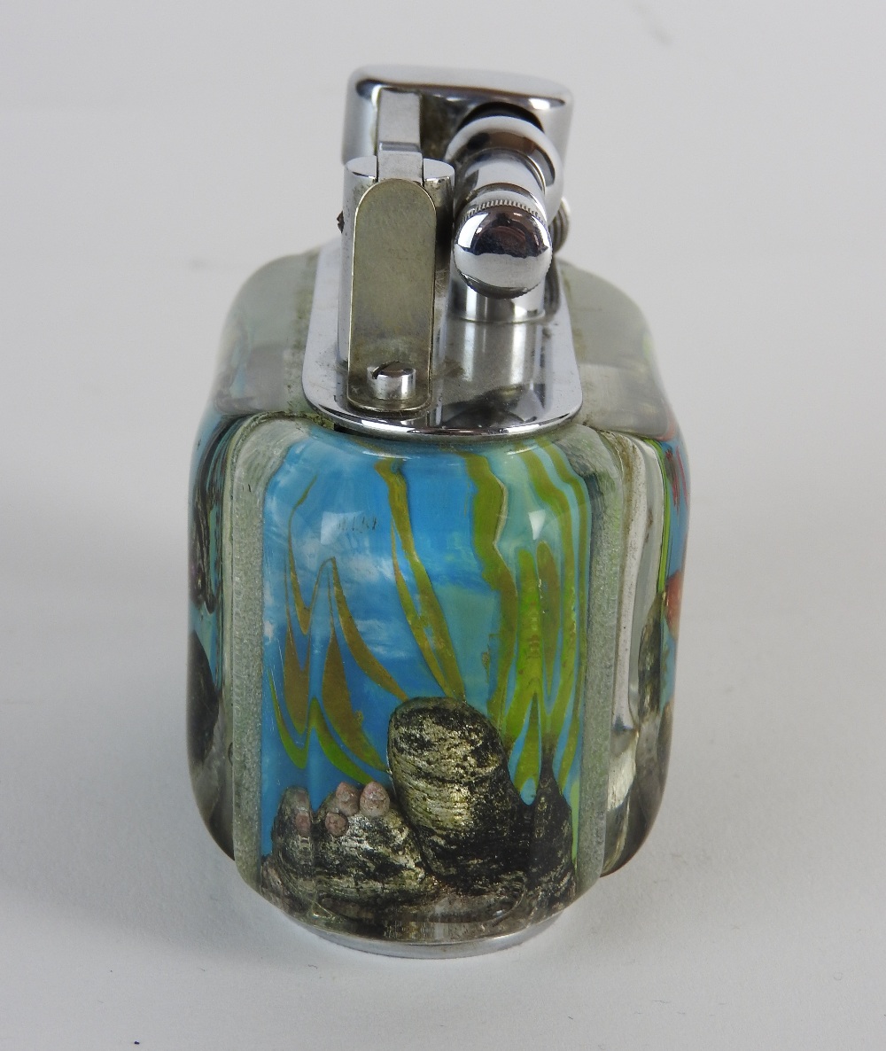 A Dunhill & 'Aquarium' table lighter, circa 1955 designed with fish plants and rocks, - Image 4 of 6