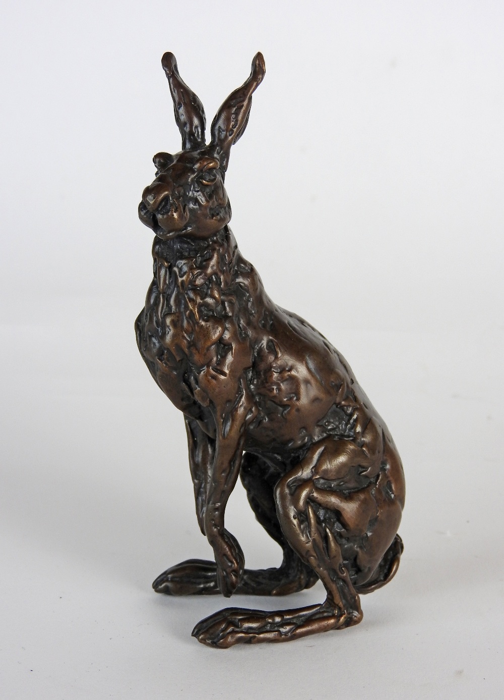 Lucy Kinsella, contemporary British, bronze sculpture of an alert hare, limited edition 31/50,