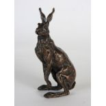 Lucy Kinsella, contemporary British, bronze sculpture of an alert hare, limited edition 31/50,