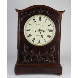 A twin fusee mahogany bracket clock, the 7.5 inch white enamel dial signed 'Ja.
