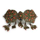 A jewelled yellow metal belt buckle, possibly Ottoman or Central Asia, 19th/20th Century,