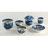 A group of blue and white Caughley porcelain, circa 1780-90,