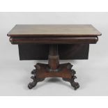 A William IV mahogany single drop-leaf dining table pedestal end with moulded frieze on short
