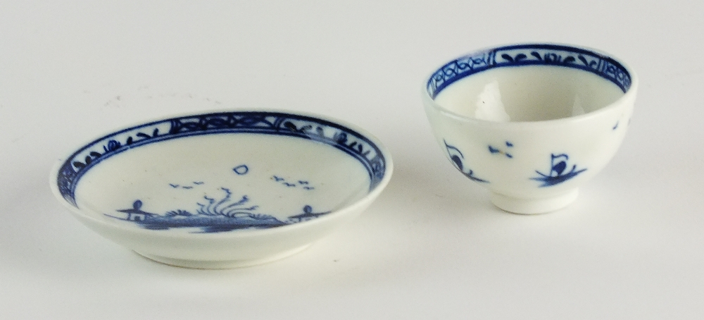A Caughley toy teabowl and saucer, circa 1785, painted in underglaze blue with the Island pattern, - Image 3 of 3
