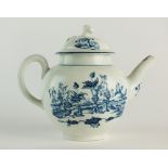 A Worcester blue and white teapot and cover, circa 1775,