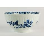 A Worcester reeded porcelain bowl, circa 1760,