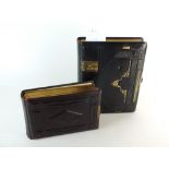 PHOTOGRAPH ALBUM, 4to, black leather with bevelled boards and clasp, with photographs,