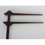 A set of 19th century mahogany measuring dividers set out in inch Roman numerals I - XXVIII,