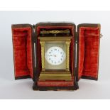 A late 19th century French repeating carriage clock,