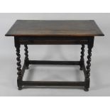 A 17th century and later oak side table,