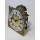 An 18th century and later hook and spike 30 hour clock movement with 10 inch dial and the chapter