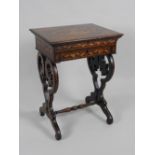 A mid 19th century Dutch walnut and marquetry rectangular work table,