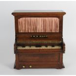 A mid 19th century music box in the form of a miniature piano maker's label for I.H.R.