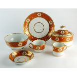 A New Hall part tea/coffee service, pattern 508, comprising sucrier base and cover,