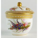 A Royal Worcester sucrier dish and cover, possibly from a cabaret set, early 20th century,