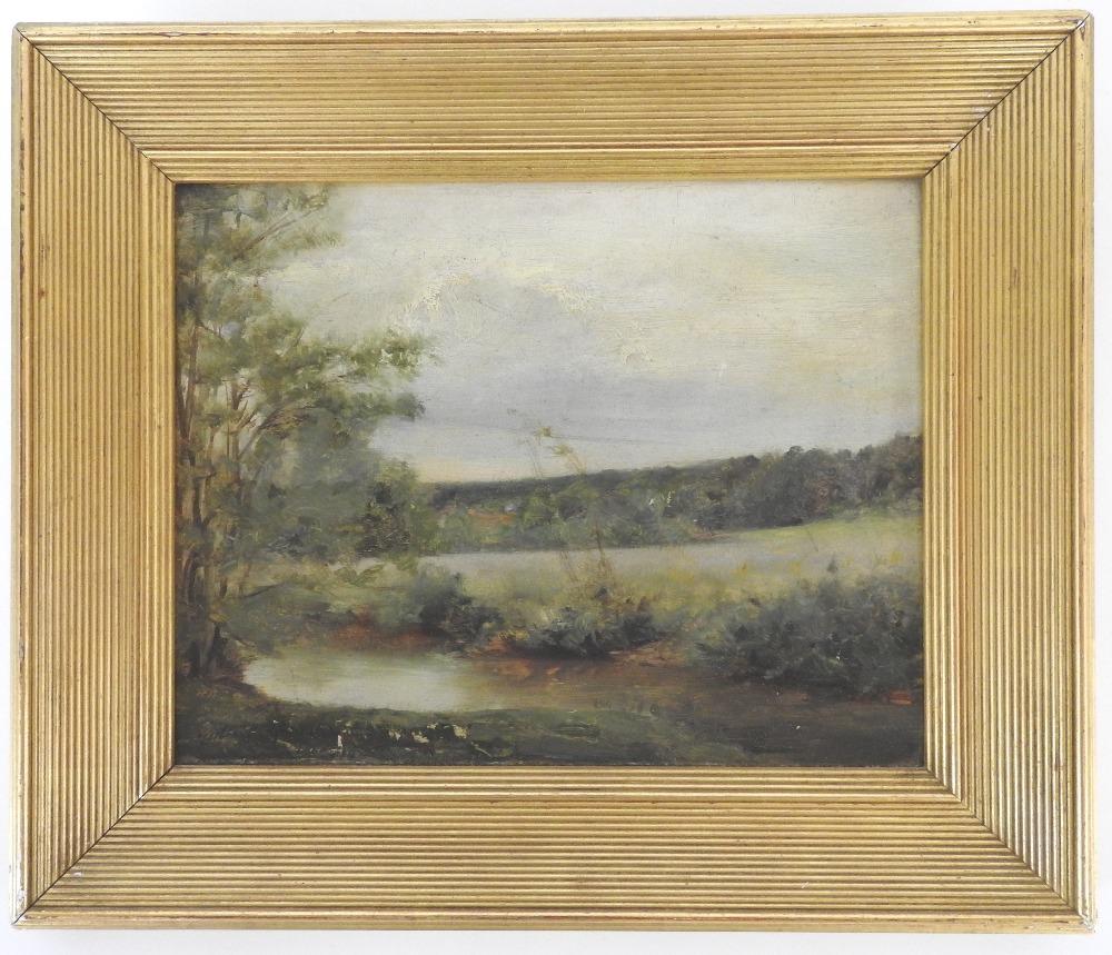 Gabriel Guerrin (1869-1916) Rural river landscape, signed lower left, oil on panel,