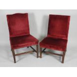 Two Gainsborough style side chairs each with a rectangular padded back and over stuffed seat