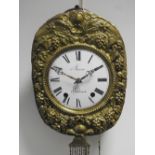 A late 19th century French twin weight eight day wall clock,
