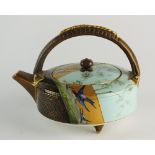 A Royal Worcester aesthetic style teapot and cover, dated 1879, of kettle form on three feet,