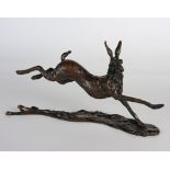 Lucy Kinsella, contemporary British, bronze sculpture 'Bounding Hare' limited edition 19/20, signed,