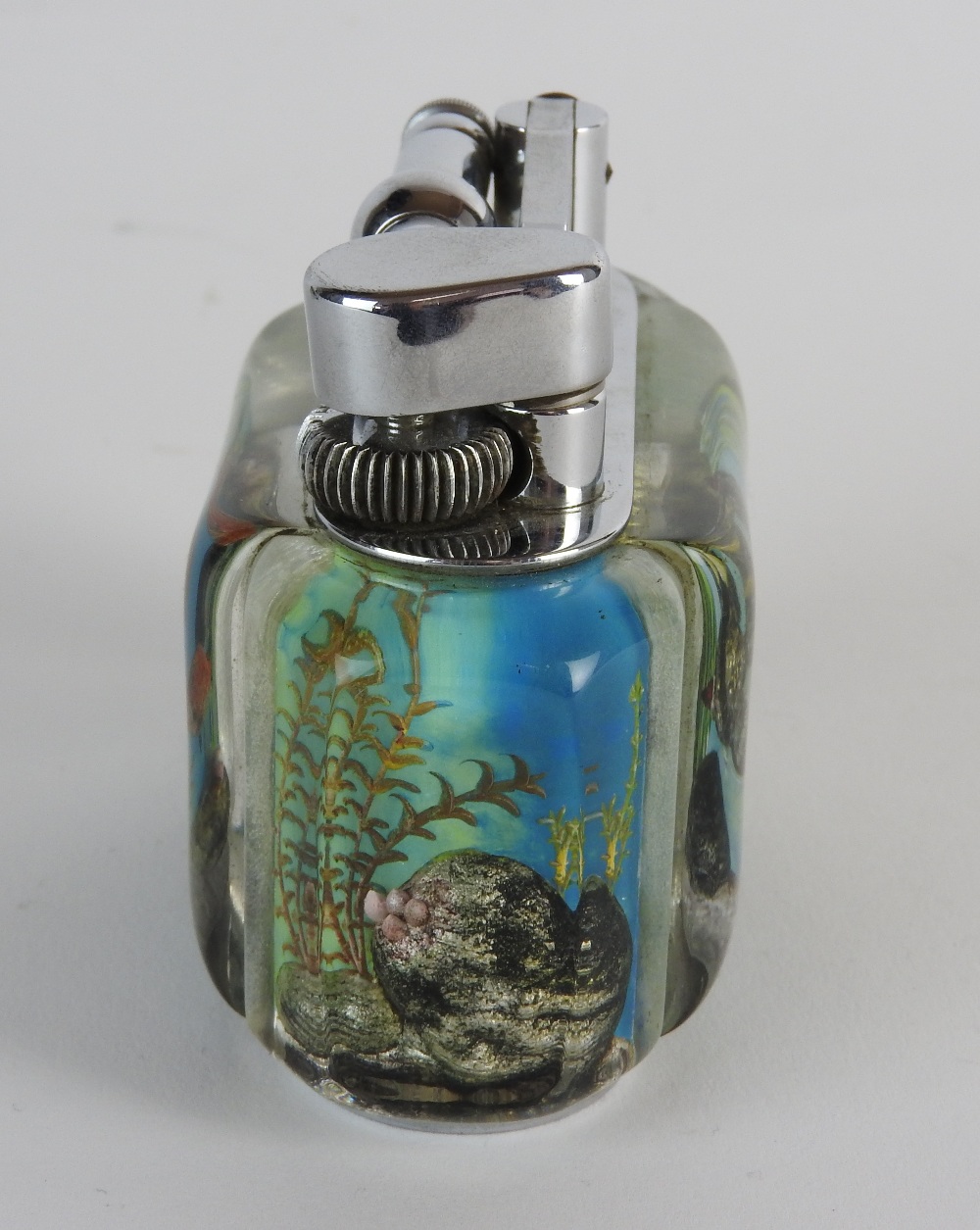 A Dunhill & 'Aquarium' table lighter, circa 1955 designed with fish plants and rocks, - Image 3 of 6