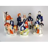 Mid-late 19th century Staffordshire figures to include 'The Sultan', depicting Abd-ul-Medjid,