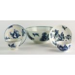 A large Worcester blue and white bowl, circa 1770-75,