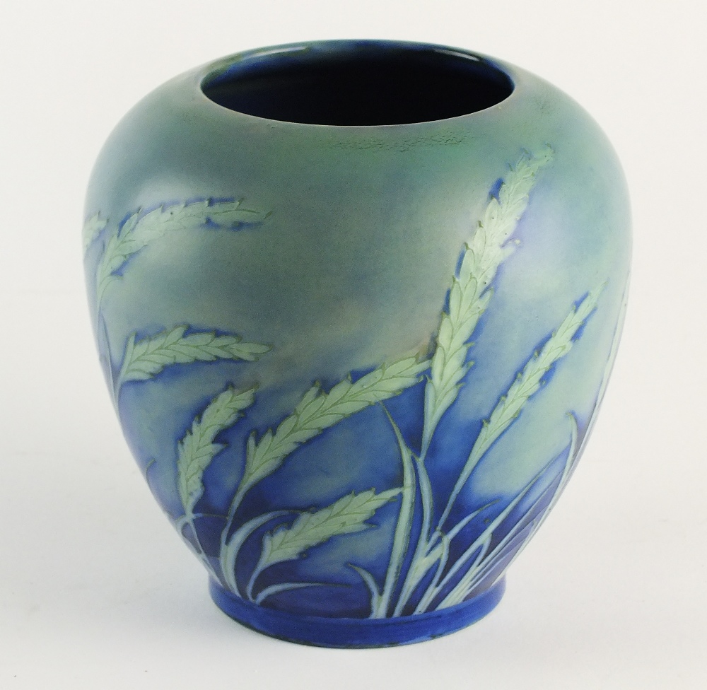 A Moorcroft salt-glazed vase in the Waving Corn pattern,