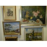 A collection of late 19th century and 20th century watercolours and oils.