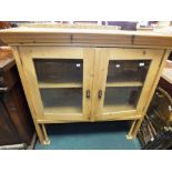 An early 20th century pine glazed sideboard top section.